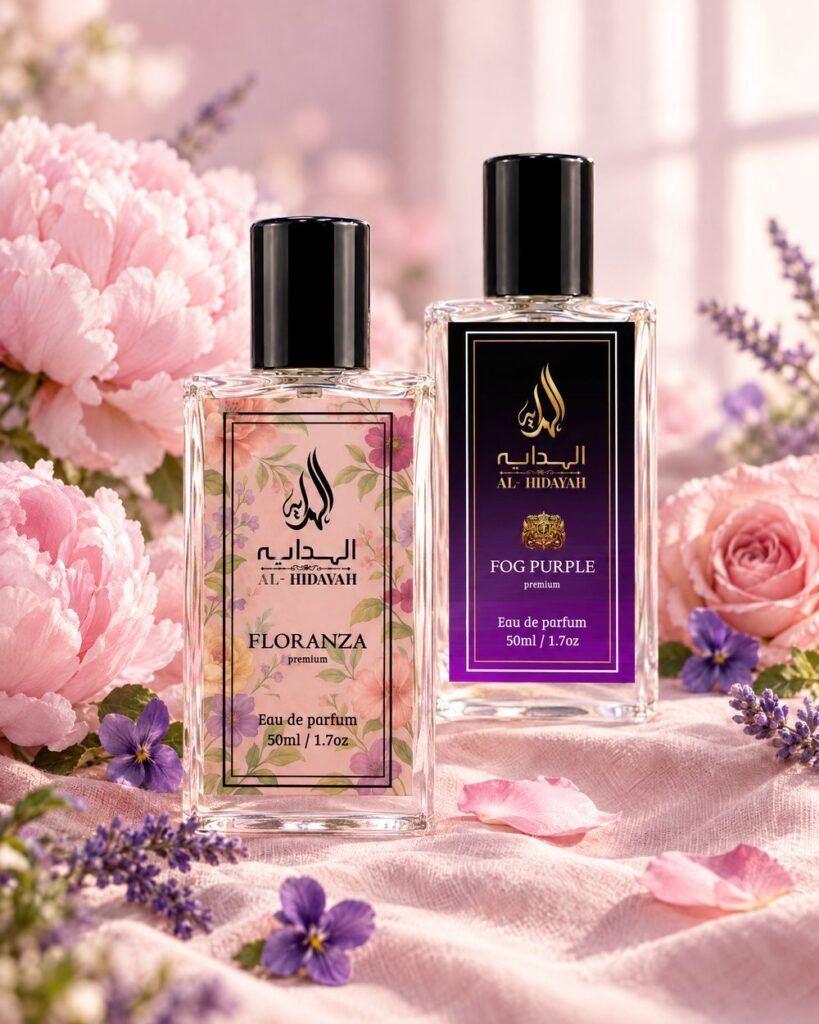 Floranza and Fog Purple among peonies and lavender